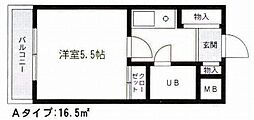 ハイネス丸友 1Kの間取図画像