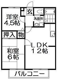 シードハウス 2LDKの間取図画像