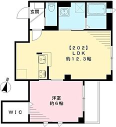 イーグレットコート 2階1LDKの間取り
