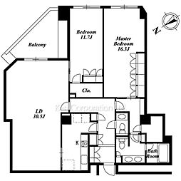 元麻布ヒルズフォレストタワー 2LDKの間取図画像