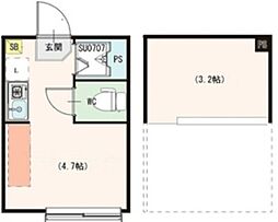 ハーモニーテラス東綾瀬 2階ワンルームの間取り