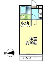 フォレスト新町 3階1Kの間取り