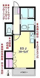 ラヴィール南品川 2階ワンルームの間取り