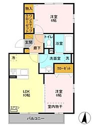 レスポワールA 2階2LDKの間取り