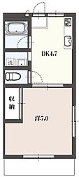 ハイツトノヤマA 1DKの間取図画像