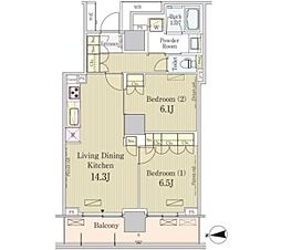 パークアクシス池田山 2LDKの間取図画像