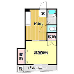 ジューヌ高須 1Kの間取図画像