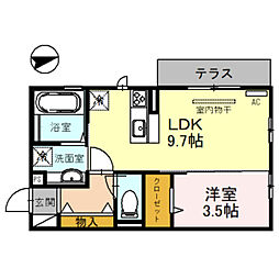 LumCoCo真田山 1LDKの間取図画像