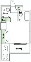 グリーンホーム東京 13階ワンルームの間取り