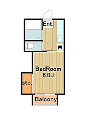 コーポヒルサイド 1Kの間取図画像