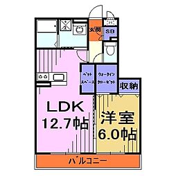 リモージュ新郷 1LDKの間取図画像