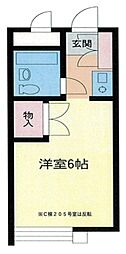 シティアビタ溝口C棟 ワンルームの間取図画像