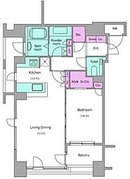 レジディア代官山 1LDKの間取図画像
