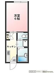 コーポN 2階1Kの間取り