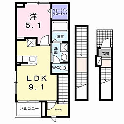 メゾン サブーリュ 1LDKの間取図画像