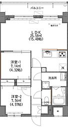 マイコート日野新町 2LDKの間取図画像