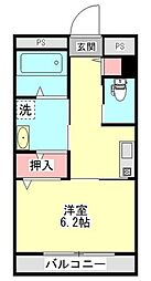 コーツS2 1Kの間取図画像