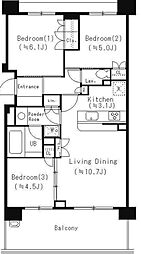 パークアクシス大船 6階3LDKの間取り
