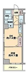 カスタリア新富町 4階1DKの間取り