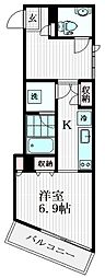 カスタリア祐天寺 1SKの間取図画像