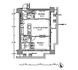パークアクシス渋谷桜丘SOUTH 2LDKの間取図画像