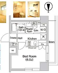 プラウドフラット富士見台 6階1Kの間取り