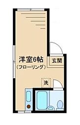 中山ハイツ 2階ワンルームの間取り