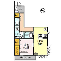 M.Jtsukuda壱番館 1LDKの間取図画像