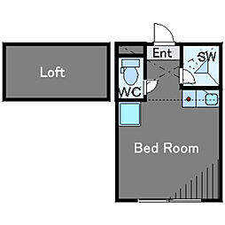 カーサミモザ 1階ワンルームの間取り