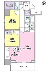 スタイリオ品川中延 5階2LDKの間取り