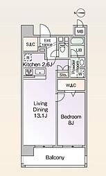 ロイヤルパークス新田 1LDKの間取図画像