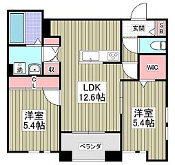 ブリーズコート扇橋 2LDKの間取図画像
