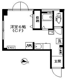 百瀬ビル 3階ワンルームの間取り