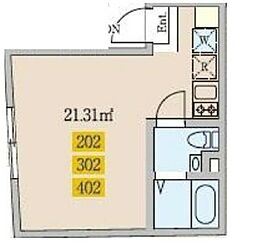 Ｇｌａｎｚ目黒 3階ワンルームの間取り