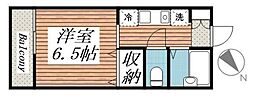 パークヨコチョー 1Kの間取図画像