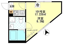 Ｇａｒｄｅｎｓ小金井 1階1Kの間取り