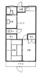ハイツコンフォート 1階2DKの間取り