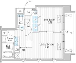 UPPER FIELD WOOD 3階1LDKの間取り