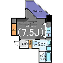 ブライズ三軒茶屋 9階ワンルームの間取り