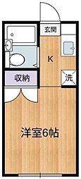 モンシャトー渡辺 2階1Kの間取り