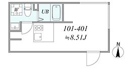 trias185 3階1DKの間取り