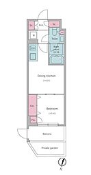 Due二子新地 1DKの間取図画像