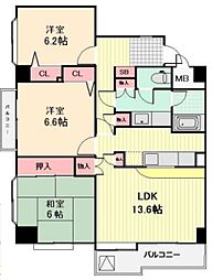 K.S.T.ビル 3LDKの間取図画像