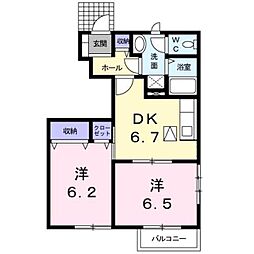 スプリングウィンド1 2DKの間取図画像