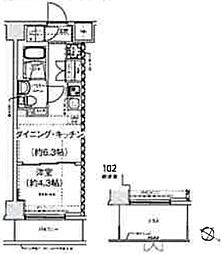 スパシエ幡ヶ谷 2階1DKの間取り