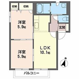 ロイヤルハイツ　Ｉ 2階2LDKの間取り