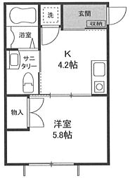 銀河ハイツ 1Kの間取図画像