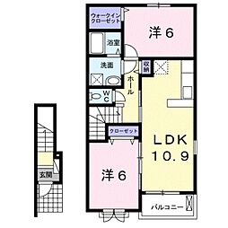 ランプロン　アヤ　I 2階1LDKの間取り