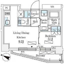 シーズンフラッツ町屋 1LDKの間取図画像