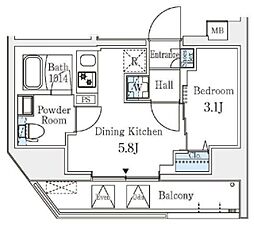 クラリティア文京湯島 10階1DKの間取り